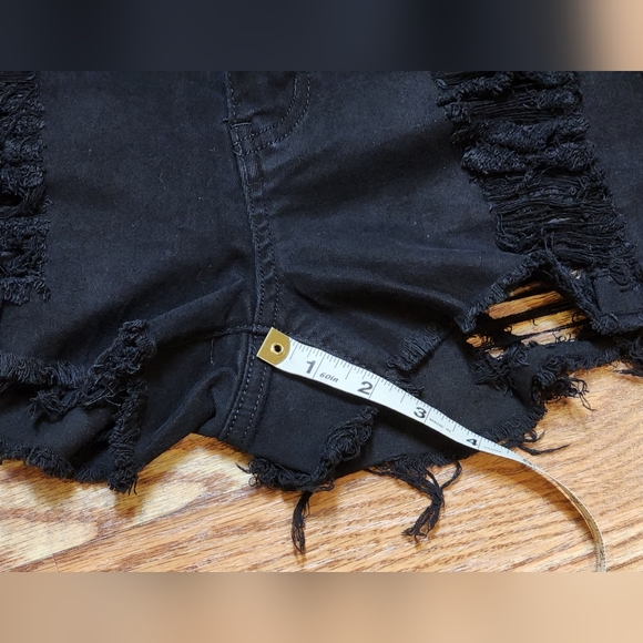 🔥 Sexy 🔥 Black Distressed Side Lace-up Mid-Rise Denim Jean Shorts Size Small - Picture 12 of 12